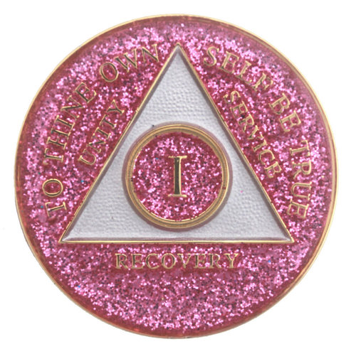 AA Pink Glitter Tri Plate Medallion - Click Image to Close